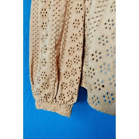 Madewell Fall Pumpkin Brown Eyelet 100% Cotton Blouse Top Small - Picture 5 of 10
